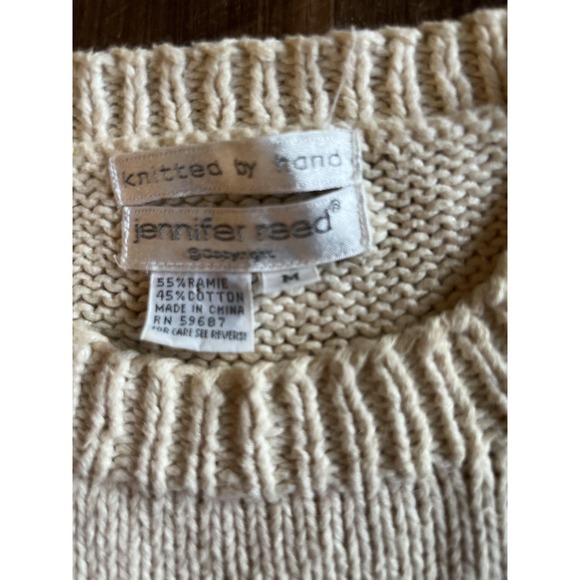 Vintage Jennifer Reed Sweater Womens Medium Floral Ramie Cotton Pullover 90s - Picture 2 of 6